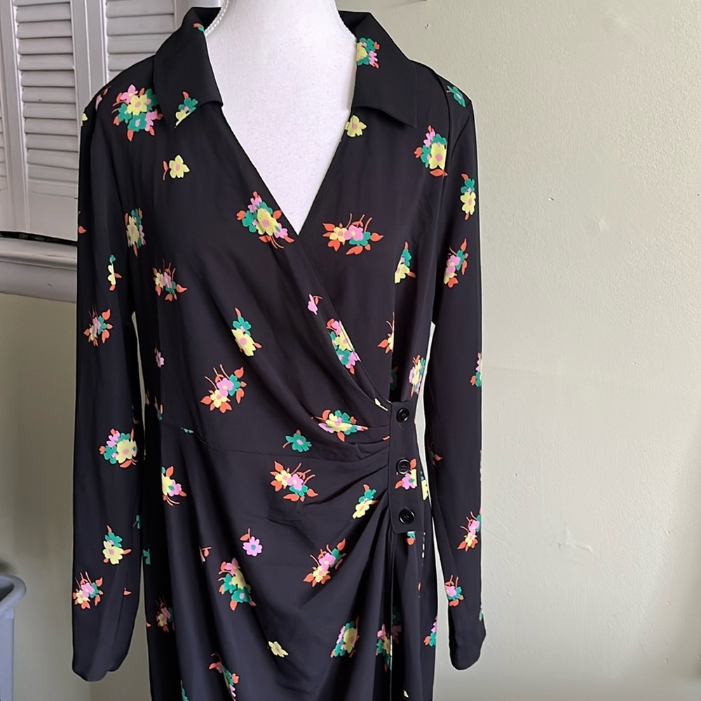 Asos Design Ruched Front Button Up Wrap Shirt Mid… - image 3